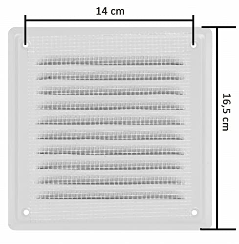 ADGO Lüftungsgitter aus Stahl, 16,5 x 16,5 cm, mit Insektenschutz, 1 Stück, schwarz
