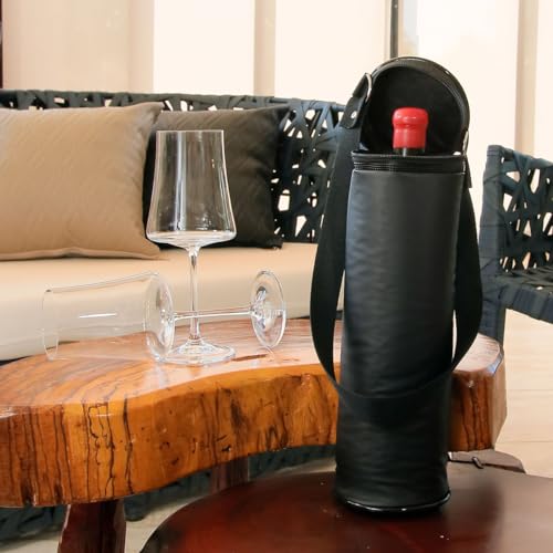 Bolsa Termica Para Vinho Impermeável Com Alça Preto (1 Garrafa)