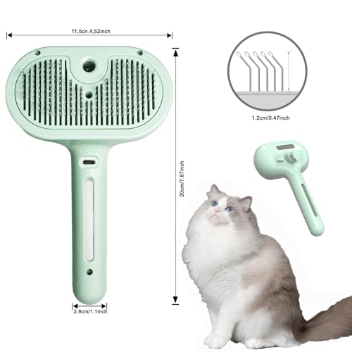 Image of Cat Steam Brush 2024 NEW- Steamy Cat Dog Brush with Release Button and Cool Mist, 3 In 1 Water Brush for Indoor Cat and Dog, Steam Pet Brush for Shedding, Pet Hair Removal Comb with Water Tank (Green)