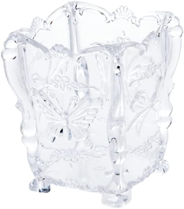 Desktop Creative Pen Holder Retro Makeup Brush Storage Box Dresser Eyebrow Pencil Powder Storage (Color : Clear, Size : 8 * 10.5cm) (Clear 8 * 10.5cm)