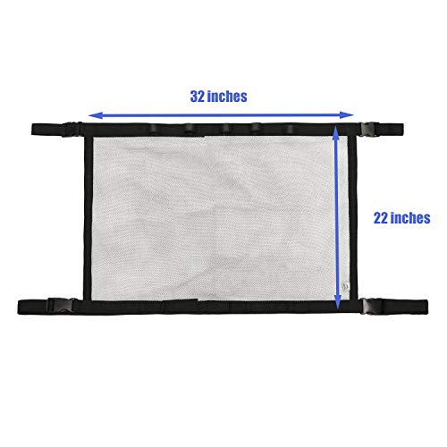 MDSTOP Car Fishing Rod Holder, SUV Ceiling Storage Net, Interior Car Roof Rack Mesh Storage Rack Polyester Mesh Sundries Organizers for Long Travel and Fishing (Black1, L)