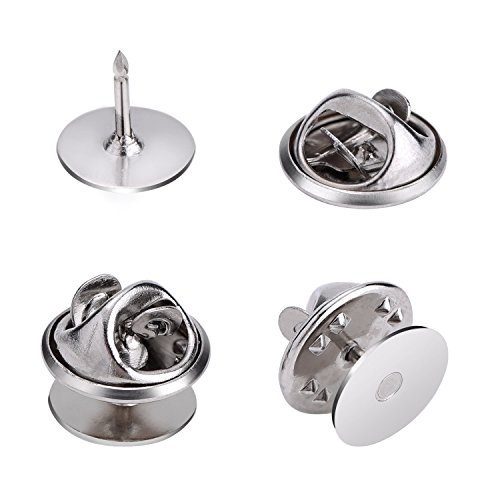 EBOOT 25 Pieces Tie Tacks Blank Pins with Clutch Back Pin Backs Replacement, Silver Butterfly Tie Tacks, Pin Keepers for Clothes Craft Jewelry Making