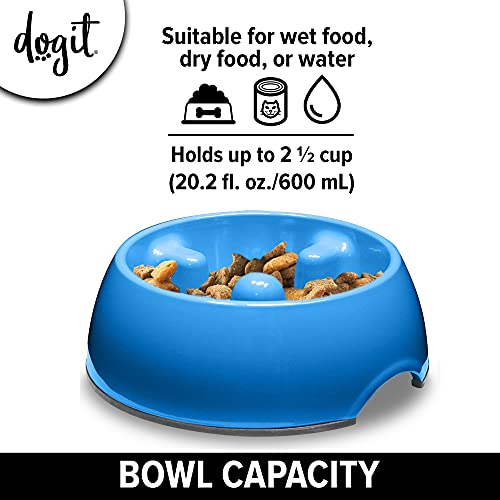 Dogit Go: Fressnapf für Hunde, langsames Fressen, geeignet für Nass- oder Trockenfutter, Medium, blau