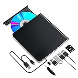 [JUELREOU]ブルーレイドライブ外付け【2026新進化】blu-ray 外付けドライブ 35cm延長ケーブル付き USB3.0/type-C対応/OS対応 8倍速DVD&24倍速CD 軽量 薄型 静音設計 ポータブル 光学ドライブ ビジネス 出張 旅行 映画鑑賞 Windows7-11/MAC OS対応