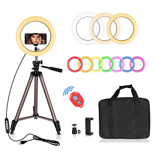 Emart 10-inch 10 Colors & 10 Brightness Levels RGB Selfie Ring Light