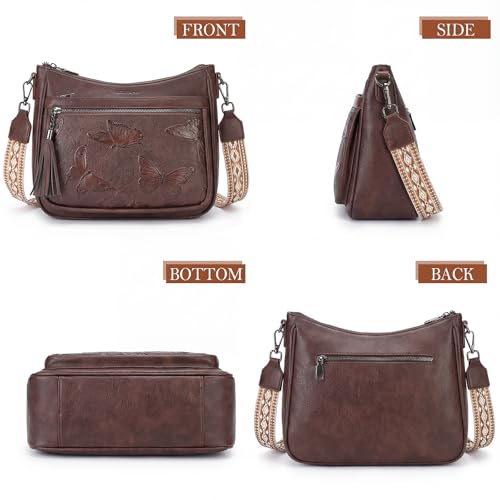 Image of BELTANA Crossbody Bags for Women Trendy Vegan Leather Hobo Purses Medium Butterfly Cross Body Purse with Wide Strap | Adjustable Strap
