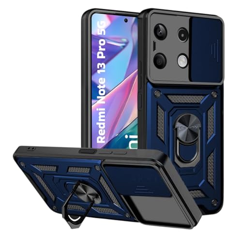 CoverLelo Armour Back Case for Redmi Note 13 Pro 5G with Camera Slider and Ring Stand, 360 Degree Protection (Blue)