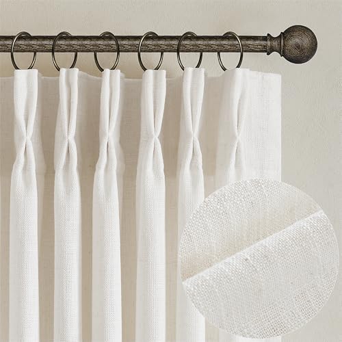 Natural Pinch Pleated Linen Curtains 84 Inch Length 2 Panels for ...