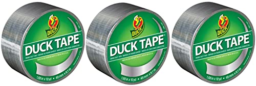 Image of Duck Brand 280621 Color Duct Tape, Metallic Chrome, 1.88 Inches x 10 Yards Each Roll, 3 Rolls