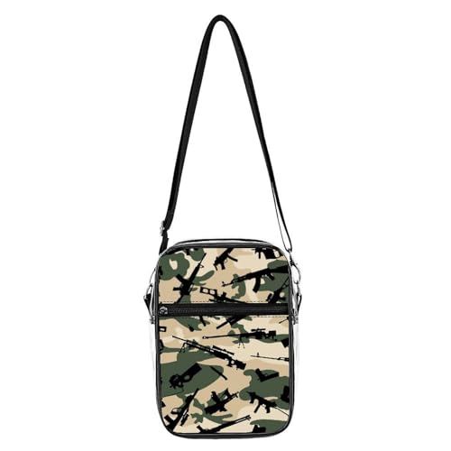 Camouflage Gun Clear Crossbody Bag Stadium Bag Adjustable Side Shoulder Bags Messenger Bag with 2 Compartments