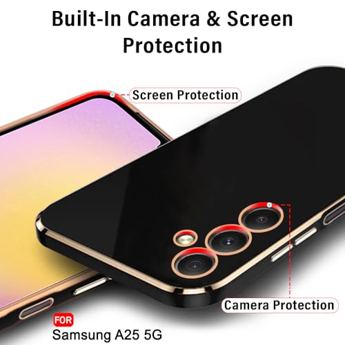 Image of TheGiftKart Luxurious Golden-Plated Back Cover Case for Samsung Galaxy A25 5G | Raised Lips for Camera & Screen Protection | Shockproof Design | Stylish Back Cover Case for Samsung Galaxy A25
