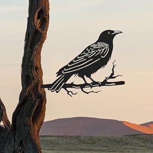 Raven decormetal birds yard decormetal yard art outdoor and gardentree decorations outdoormetal yard animalsblack crows halloween decorgarden patio decor  urban country home decor