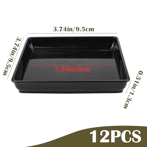 LNQ LUNIQI Square Plant Pot Coasters, Pack of 12 Plastic Plant Saucers, Black Plant Saucers, Flower Coasters - Image 2