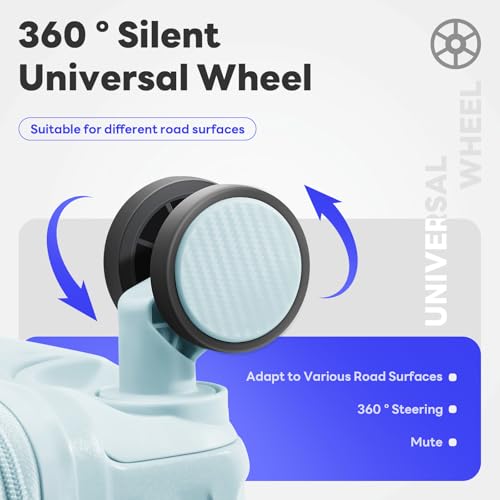 Carry-on with Cup Holder & USB Port Carry on Luggage Durable Luggage Suitcase Lightweight Hardside Luggage with TSA lock & Phone Holder 360° double spinner Wheels (Blue=20lnch, 20lnch)2