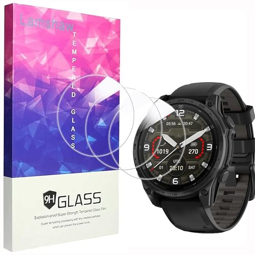 Lamshaw Protector de Pantalla de Vidrio Templado para Compatible con Garmin Tactix 8 47mm-[3-Pack] [9H Dureza] [Antiarañazos] [Antihuellas] [Cobertura Completa] [Fácil Instalación] (Glaas-3p)