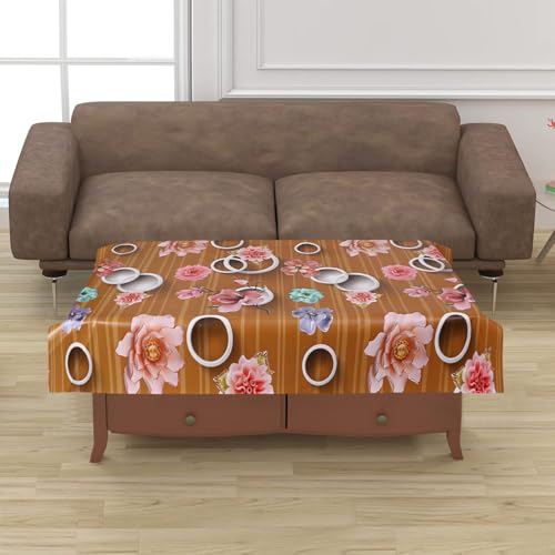 Image of Dakshya Industirs PVC Waterproof Table Cover 36x54 Inch Floral Printed Center Table Cover Washable Plastic Table Sheet Oilproof Dining Table Cover for Coffee Table Living Room Home (Floral Touch)
