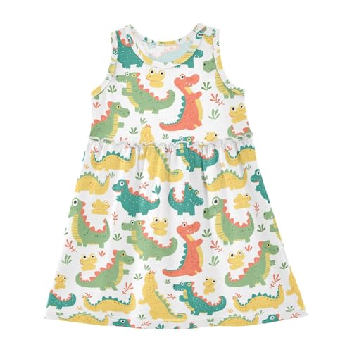 KLL Cute Cartoon Crocodile Alligator Girl Tank Dresses Fashion Jumper Skirt Summer Soft