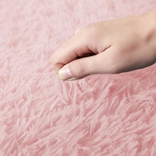 Aspire Homeware Round Rugs Living Room, Pink Area Rugs 120x120cm for Bedroom Anti Slip - Image 4