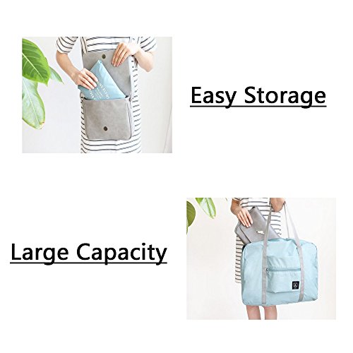 Unova Folding Travel Duffel Bag Packable Light Nylon Water Resistant Tote Weekend Getaway Overnight Carry-on Shoulder (Mint Green)