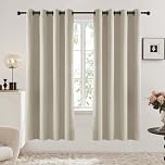 Deconovo Blackout Curtains with Black Eyelets, Super Soft Thermal Insulated Window Panels, Energy Saving Curtains for Living Room, W 52 x L 84，Oatmeal Beige，2 Panels