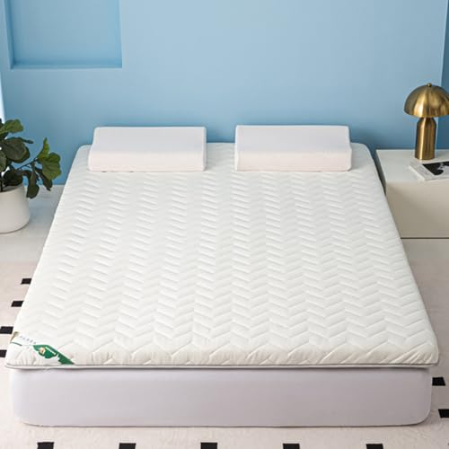 LDLCYCN White/5cm,110x180cm, Pavimento Futon Materasso Topper Spessore 5Cm/8Cm Giapponese Futon Materasso Pad Traspirabile Confortevole Pieghevole Cuscinetto da Letto per Dormitori