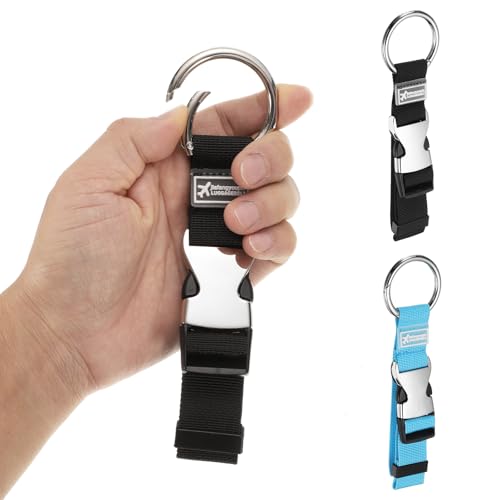 Image of HARFINGTON 2pcs Luggage Straps Jacket Clips Strap Nylon Adjustable Suitcase Belt Baggage Backpack Connector Travel Accessories with Metal Buckle for Extra Bags Travel Attachment, Black Blue