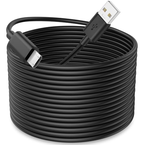 33FT USB A to Micro USB Cable Power Extension Charging Cord for Wyze Cam OG V4 V3 Pro/Blink Mini/Ring/Kasa Smart Pan/Yi/Nest Cam CCTV Indoor Outdoor Security Camera with 10 Wire Clips Nails Black