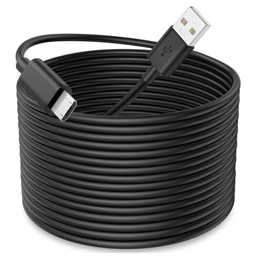 33FT USB A to Micro USB Cable Power Extension Charging Cord for Wyze Cam OG V4 V3 Pro/Blink Mini/Ring/Kasa Smart Pan/Yi/Nest Cam CCTV Indoor Outdoor Security Camera with 10 Wire Clips Nails Black