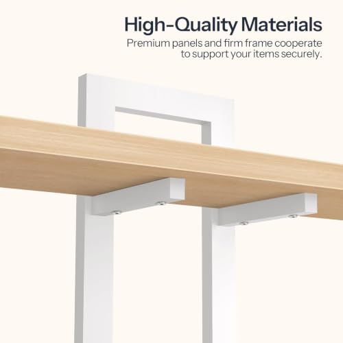 Image of HOOBRO 2-Tier Floating Shelves, 15 Inch Wall Shelf Set of 2 | Wall Mounted Storage Shelves, Hanging Bathroom Shelves, for Living Room, Bedroom, Bathroom, Kitchen, Natural and White