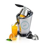 Powerful electric juicer with high juice yield | Citrus juicer 200W + 2 cones | Lemon, lime, orange juice squeezer machine with innovative lever press | exprimidor de naranjas electrico