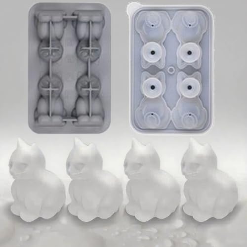 Molde para Cubos de Hielo Silicona Gato 3D Grande miniatura 6