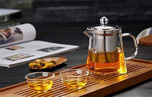 Bule de vidro de 350 ml com infusor de aço inoxidável resistente ao calor, perfeito para chá e café