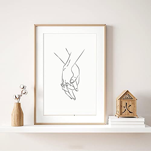 Toile décor amour noir et blanc cadeau couple - Art mural abstrait baiser romantique 50x70