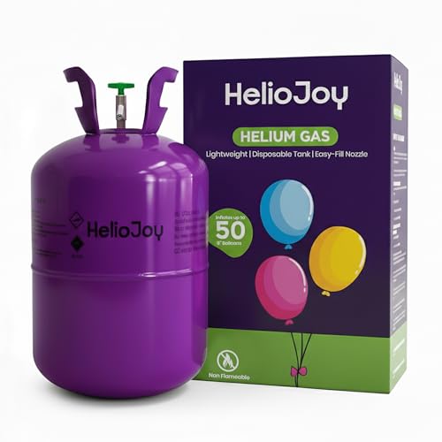 Helium Balloon Gas Canister - Inflates Up to 50 x 9 inch Balloons - Portable Helium Gas Canister with Easy Fill Nozzle for Party Decorations Birthdays Weddings & Events