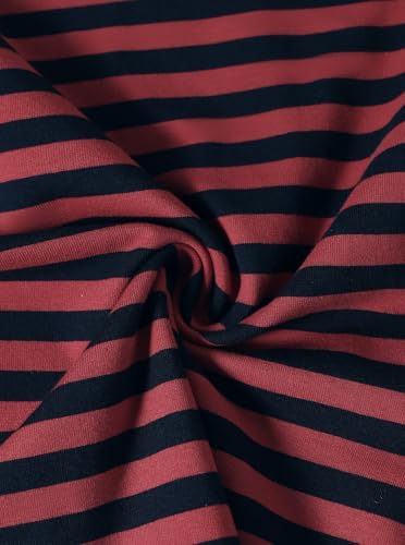 Image of Girls Striped Shirt Flutter Sleeve Top Crewneck Cute Summer T Shirts Casual Tees Red Blue 9-10 Years