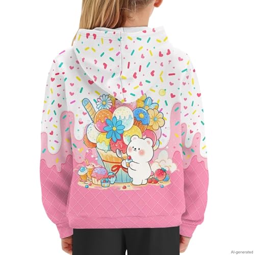 Image of Coloranimal Unisex Girls and Boys Long Sleeve Hoodies Hoody Athletic Pullover Sweatshirts Tops Age 6-16year
