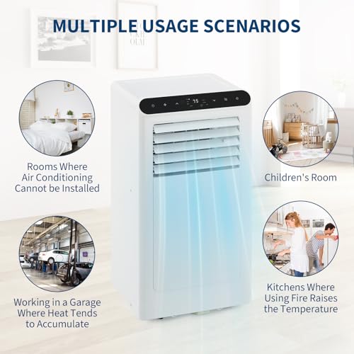 Portable Air Conditioner with Remote Control, 8000 BTU for Rooms Up to 350 Sq. Ft. 3-In-1 Quiet AC, Dehumidifier, and Fan Comes with Window Installation Kit, 24-Hour Timer, and Sleep Mode,White - Image 6