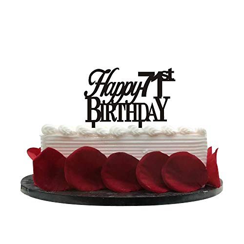 Minhero Lee Happy 71st Birthday Cake Topper - 71st Birthday Party Decoration Supplies(Black-5.5inch)