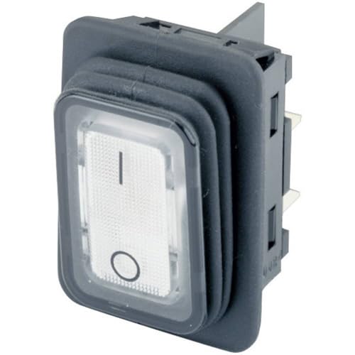 MARQUARDT 1935.3113 Rocker Switch, Illuminated, DPST, Off-On, Transparent, Panel, 20 A (1 piece)