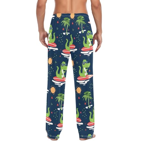 Green Crocodile Surfing Tropical Men's Pajama Pants Lightweight Sleepwear Bottom Lounge Pants3