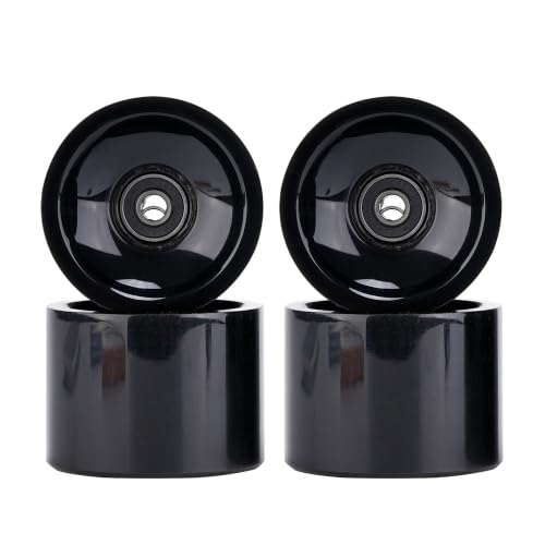 CREAJOY 70mm 80A PU Longboard Wheels Pack of 4 with Bearings, Black
