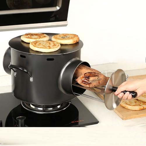 Parrilla portátil de acero inoxidable para barbacoa, horno de gas para el hogar con funciones de freír y asar, excelente almacenamiento de calor y superficie antiadherente para una fácil limpieza
