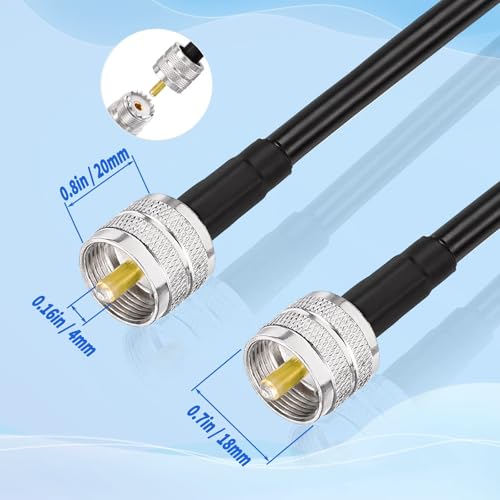 Image of Superbat PL259 RG8X Coaxial Cable 20ft PL-259 UHF Male 50 ohm Coax Cable | Low Loss cb antenna cables for HAM CB Radio Antenna Analyzer Dummy Load SWR Meter Coax Switch Tuner etc.