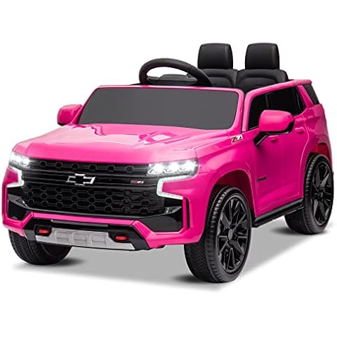 Winado 12V Ride on Car w/Remote Control, Licensed Chevrolet Tahoe Battery Powered Electric Vehicle for Kids, Off-Road Truck for Toddlers w/Bluetooth, Spring Suspension, Smooth Start, 3 Speeds (Pink) Cover