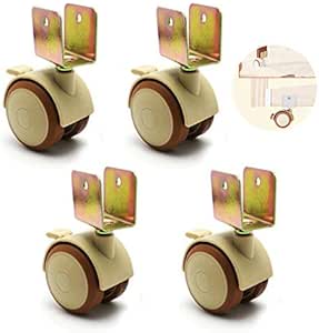 MroMax Lenkrollen 47mm Mit Bremse - 4 Stück Möbelrollen Mit U-Halterung