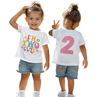 2. Geburtstag T-Shirt für Mädchen “I’m Two Cute” Drucker Shirt Zweiter Geburtstags Tshirt Geburtstagsfeier Kleidung Sommer Kurzarm Tops Weich Rundhals Shirts 2 Jahre Kinder Outfi(Weiß,2 Jahre)
