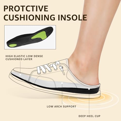 STQ Slip On Mule Sneakers Slide on Canvas Shoes Casual Blackless Orthopedic Shoes with Arch Support Warm Wood Beige Size 64