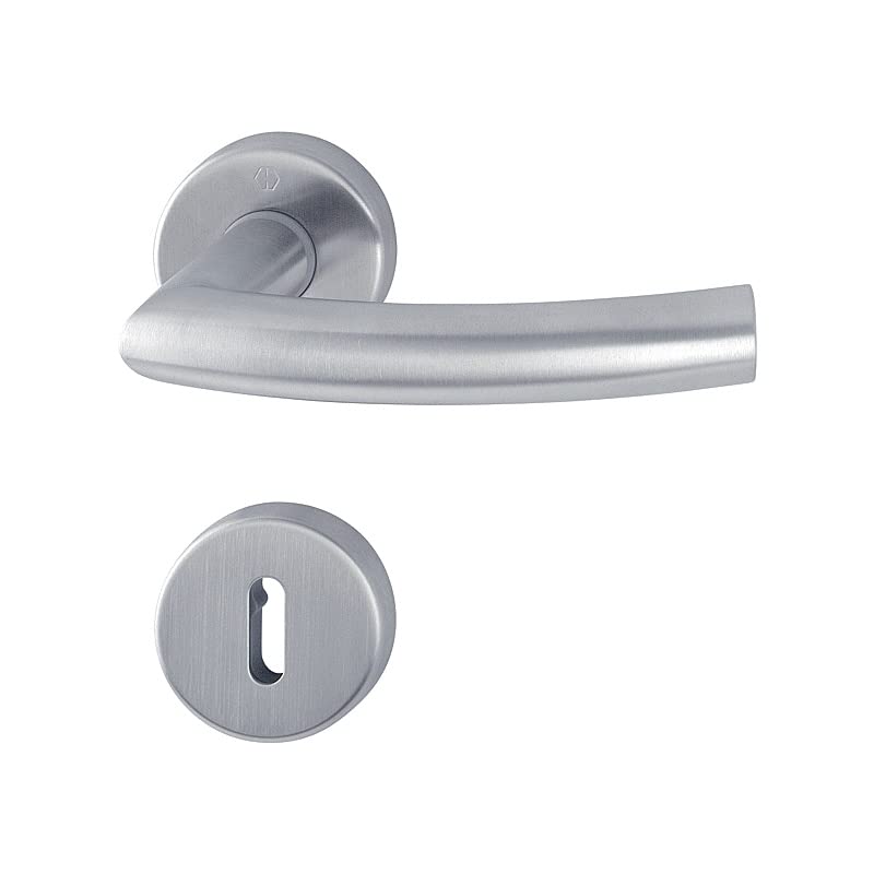 Poignée de porte rosace inox mat Hoppe Trondheim clé L quincaillerie