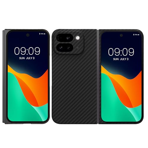 kalibri Aramid Fiber Case Compatible with Google Pixel 9 Pro Fold - Case Super Slim Strong Protective Phone Cover - Black Matte