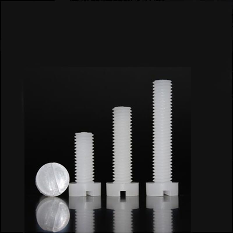 7pcs M8 Slotted PVDF screws cylindrical head plastic bolt nail Corrosion resistant Resistant to strong acid and alkali| | - - (Size: M8x16mm)